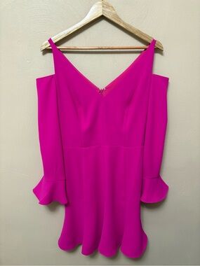 Alexia Admor Pink Long Sleeve Cold Shoulder Dress Size 6 NWT New
